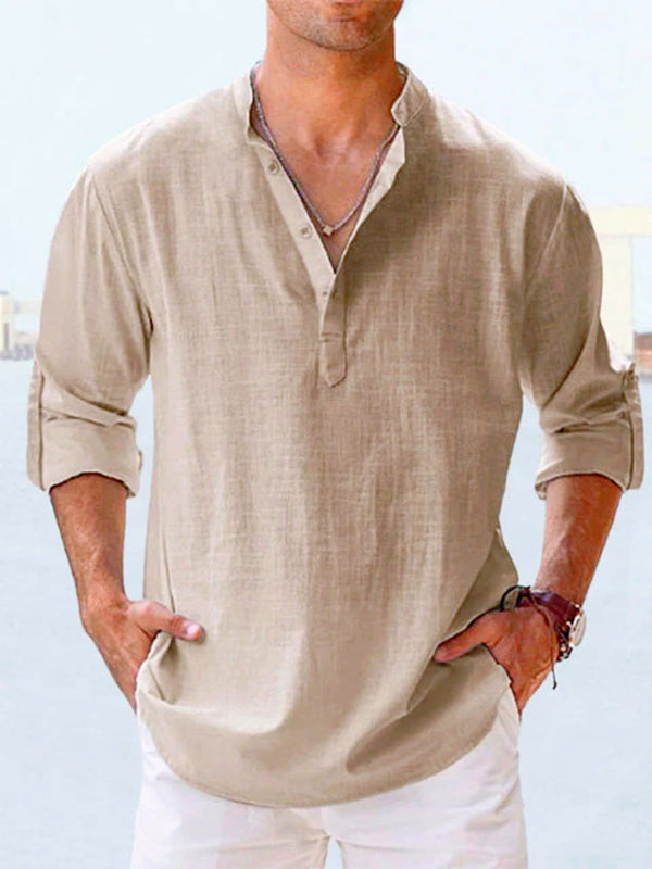 Men's Casual Henley Long Sleeve Shirt