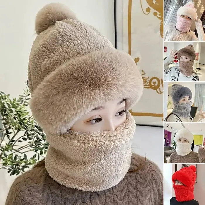 Větruodolná huňatá čepice se šálou na zimu
