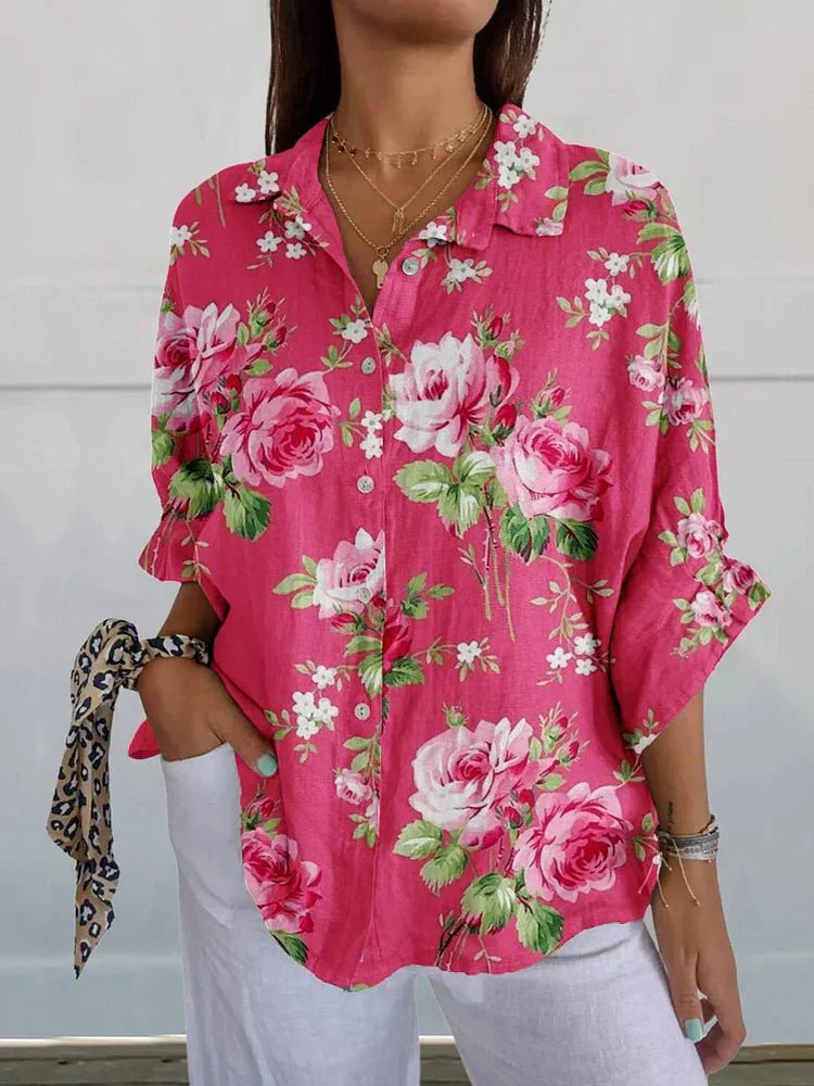 Rosie - Floral Blouse in Rose