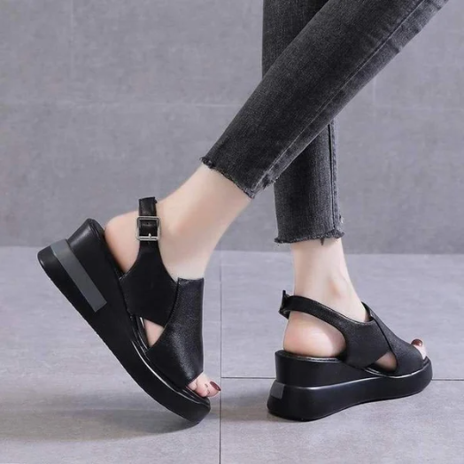 Women's Platform Comfort Sandals with Adjustable Straps