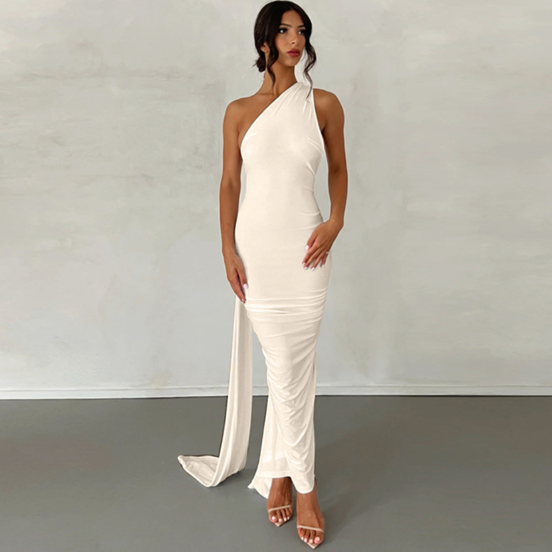 Karilyn - Elegantní večerní přiléhavé šaty bez rukávů s halter výstřihem