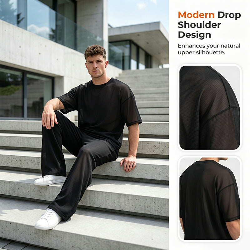 MonoStyle - Herresæt med oversized T-shirt og bukser med vide ben