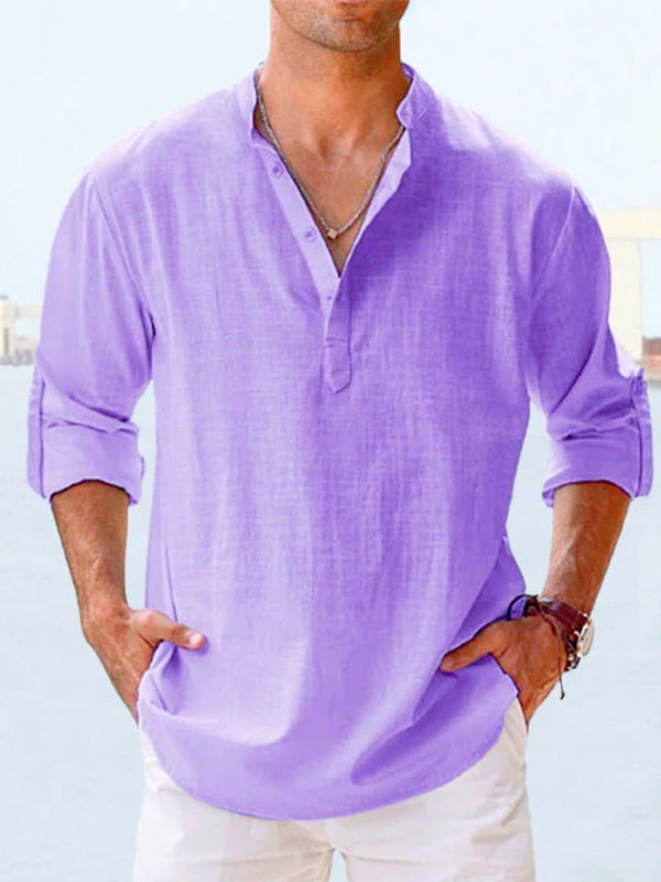 Men's Casual Henley Long Sleeve Shirt