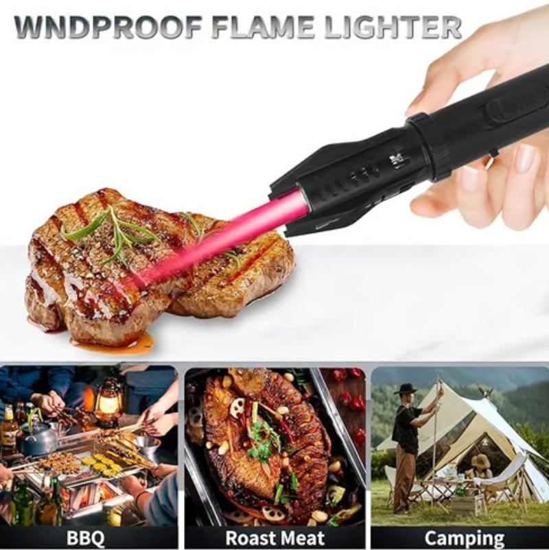 Refillable Jet Flame Lighter with Safety Lock