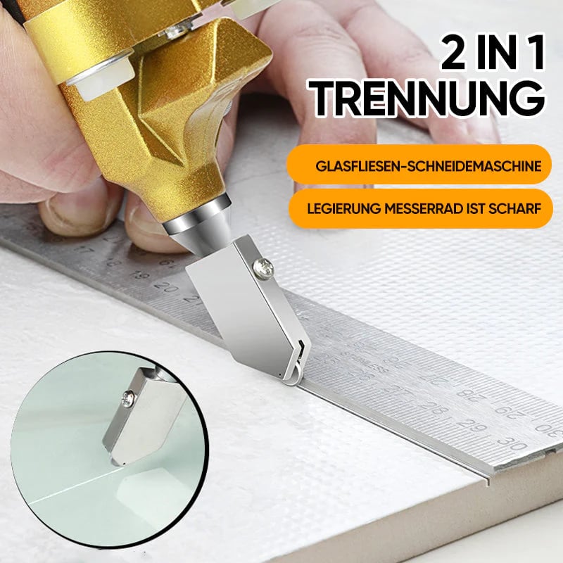 2-in-1 Glasschneider & Fliesenschneider mit Messführung