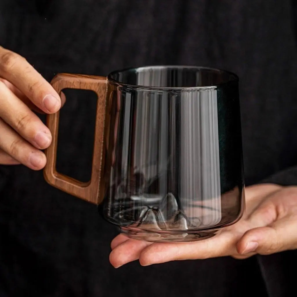 Noah Borosilikatglas-Tasse mit Holzgriff