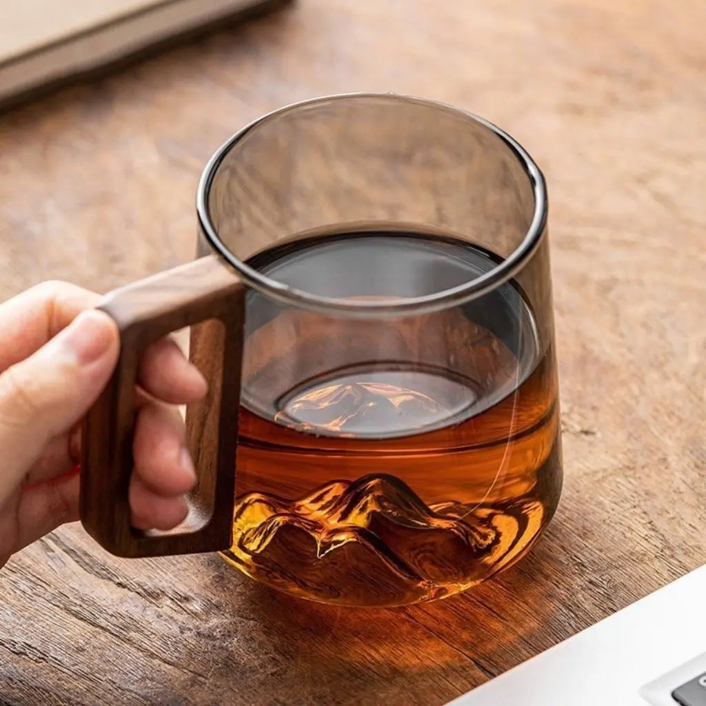 Noah Borosilikatglas-Tasse mit Holzgriff