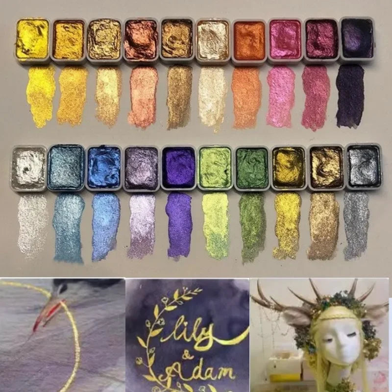 LuminaBurst - Metallic Watercolor Paint Set for Art Calligraphy and Craft Projects