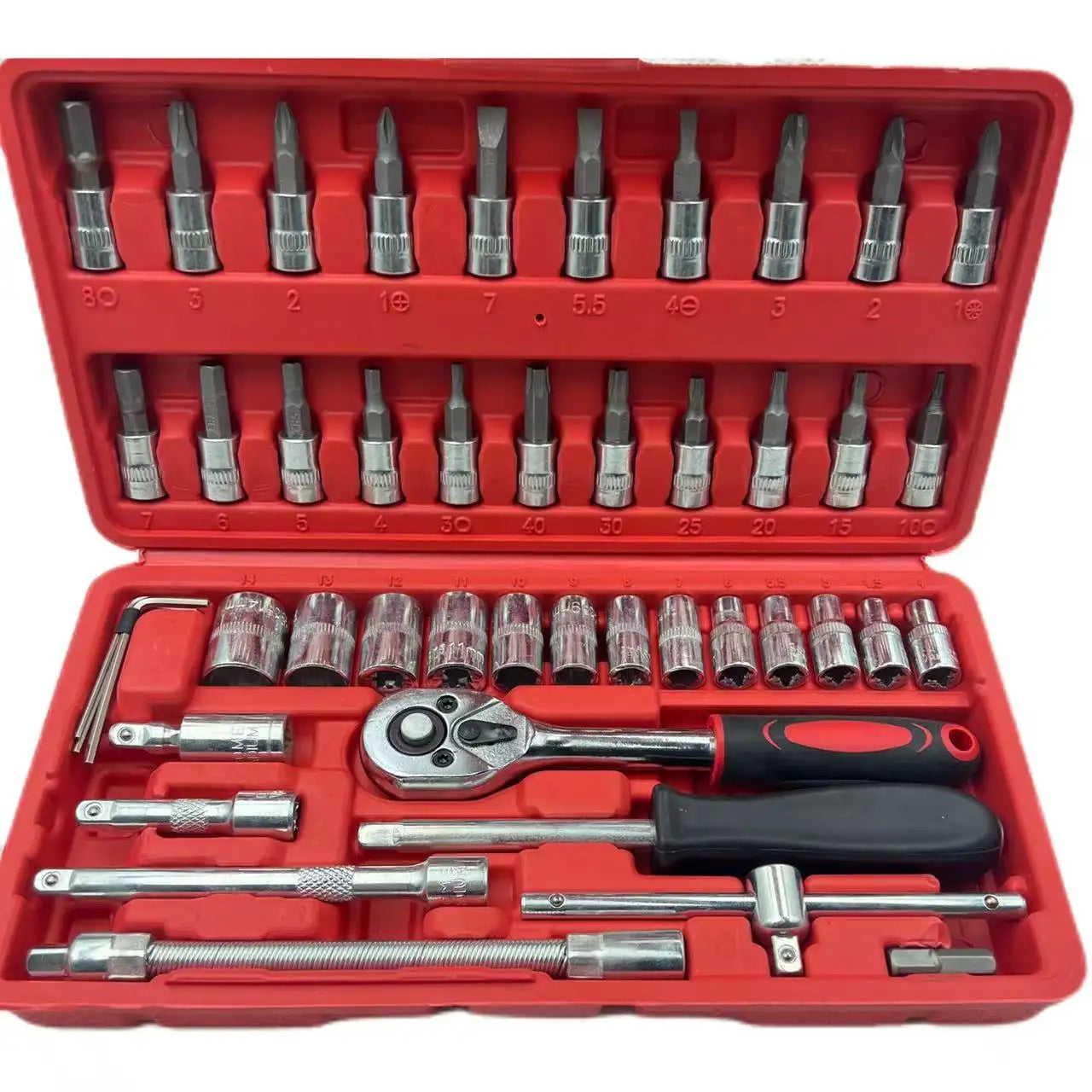 Juego compacto de llave de carraca con vasos y puntas SlimDrive