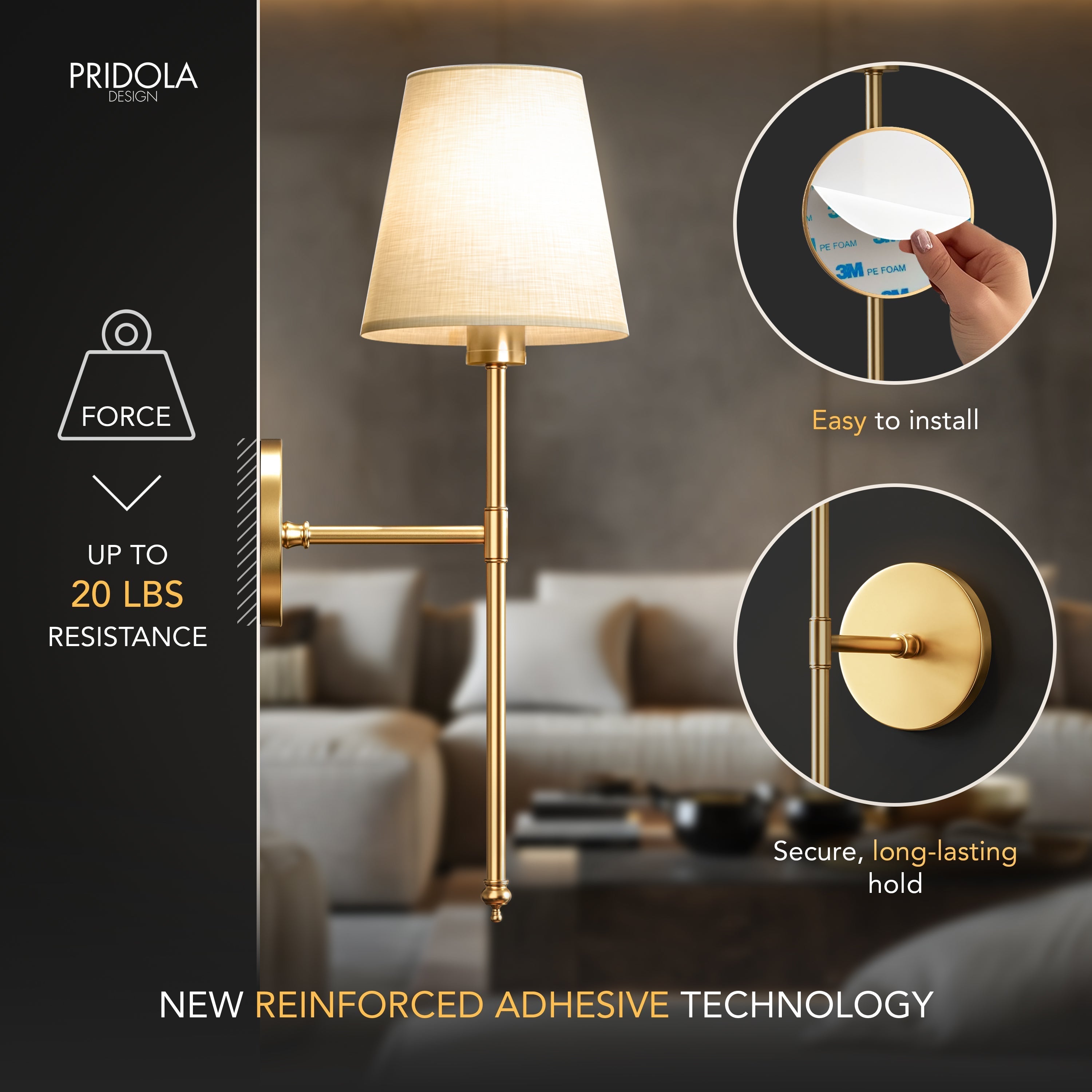 LuxeGlow – Bezdrátová nástěnná lampa (sconce)