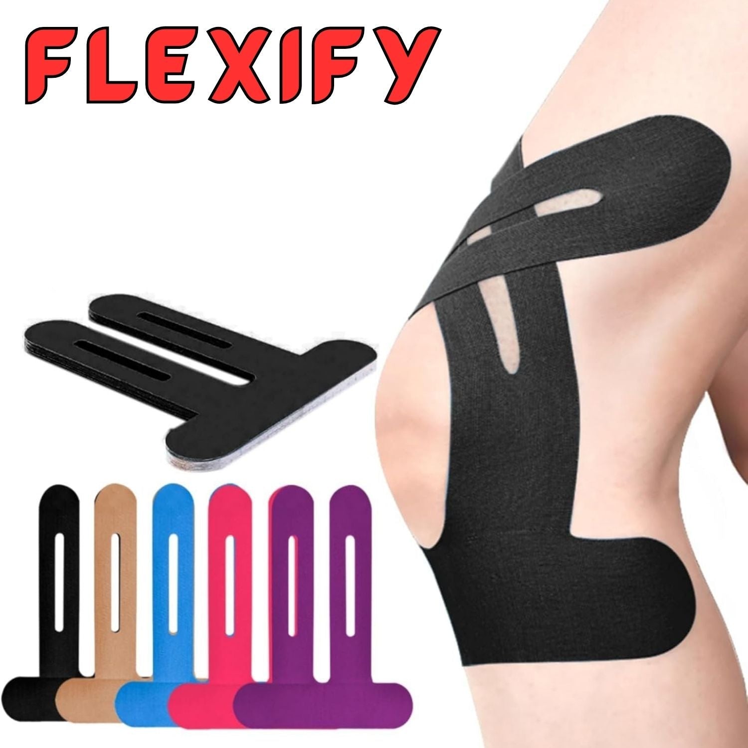 Pre-Cut Knee Support Kinesiology Tape Strips 20-Pack