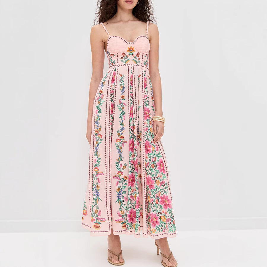 Idonna - Elegantní letní květinové maxi šaty bez rukávů na ramínka