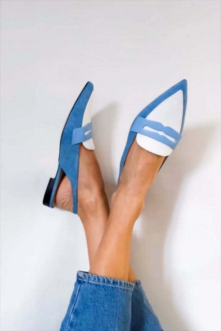 Modré slingback mokasíny