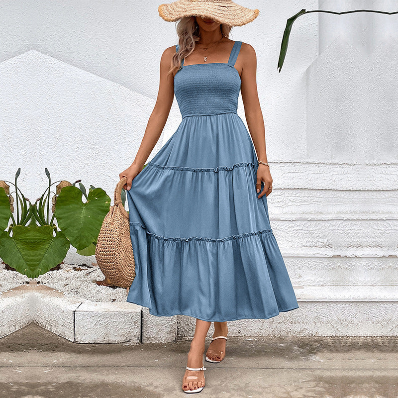 Fiorelle - Vintage καλοκαιρινό φόρεμα με βολάν στο τελείωμα, σφηκοφωλιά και ανοιχτή πλάτη