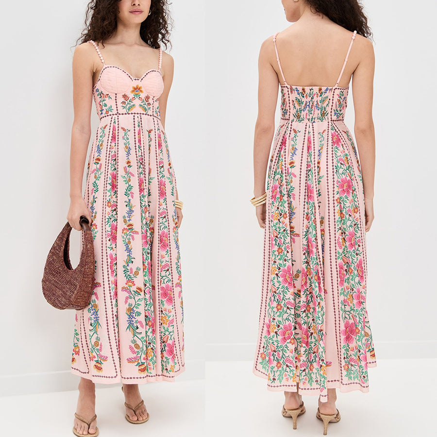 Idonna - Elegantní letní květinové maxi šaty bez rukávů na ramínka