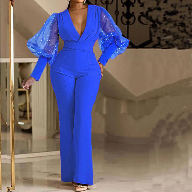 Mikaela - Elegant Jumpsuit | Embellished Wrap-Front Jumpsuit