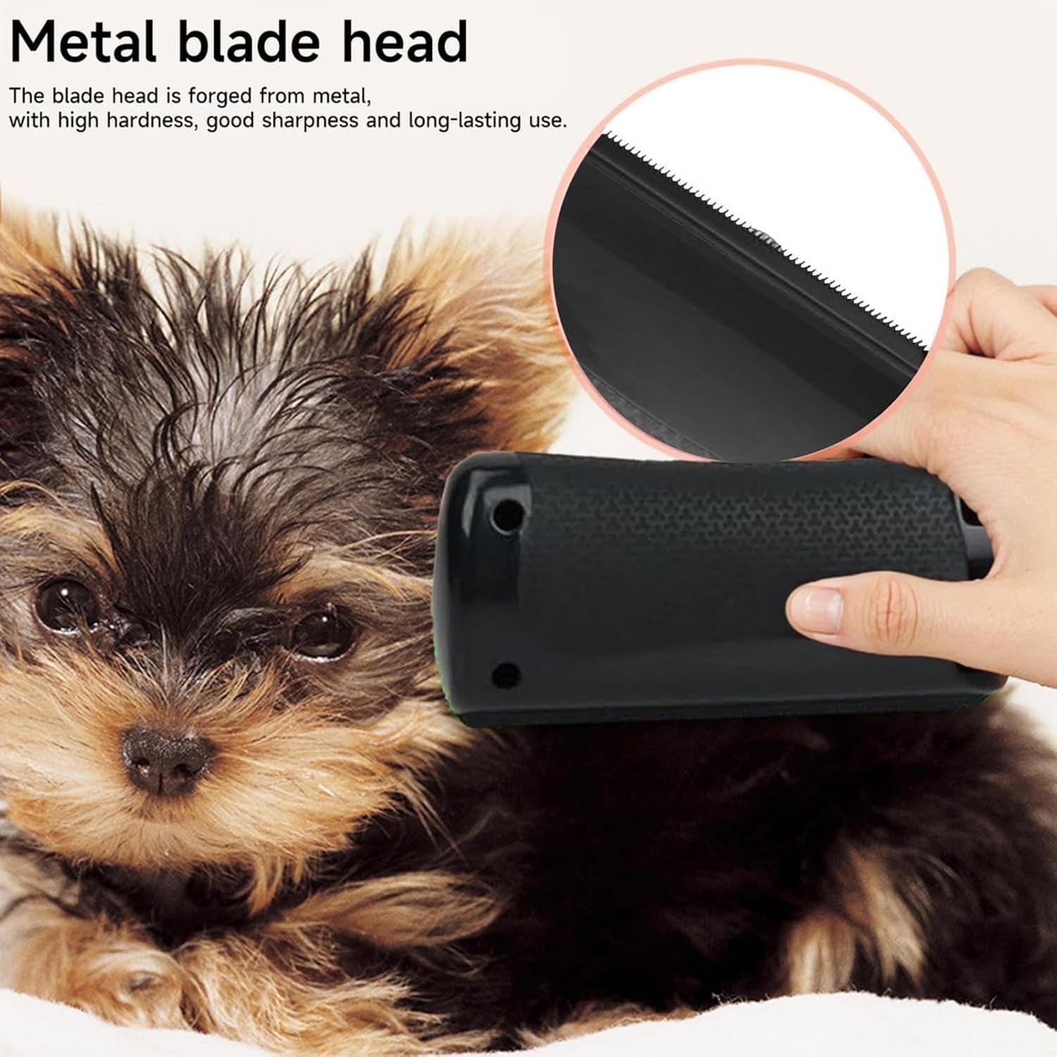 Pet Grooming Brush with Stainless Steel Shedding Blade