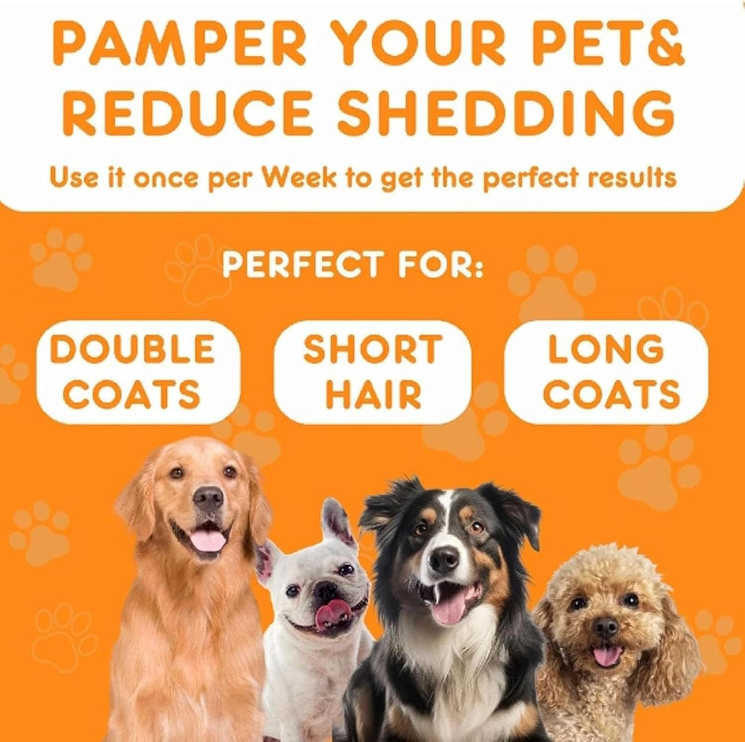 Pet Grooming Brush with Stainless Steel Shedding Blade
