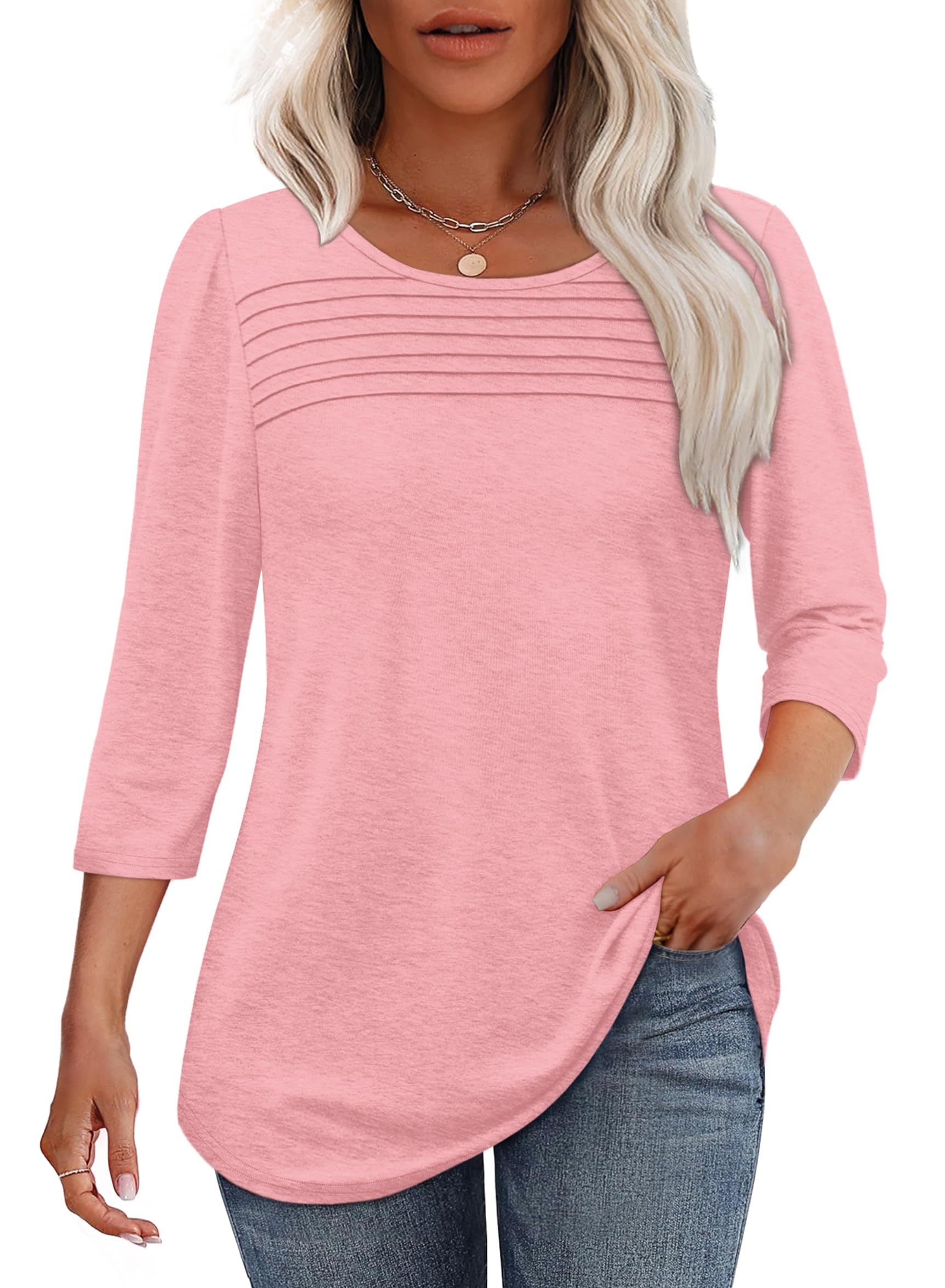 Aria - Pleated 3/4 Sleeve Top