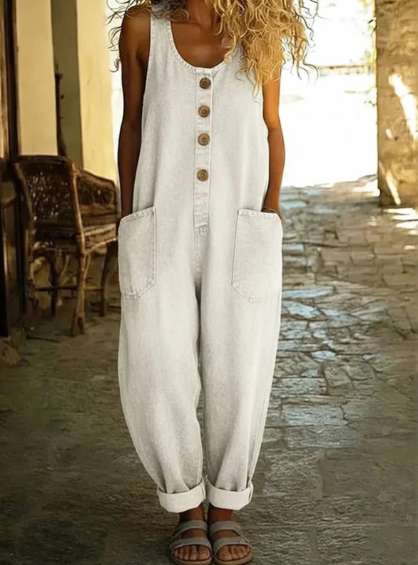 Sable Women's Button Front Denim Overalls Jumpsuit