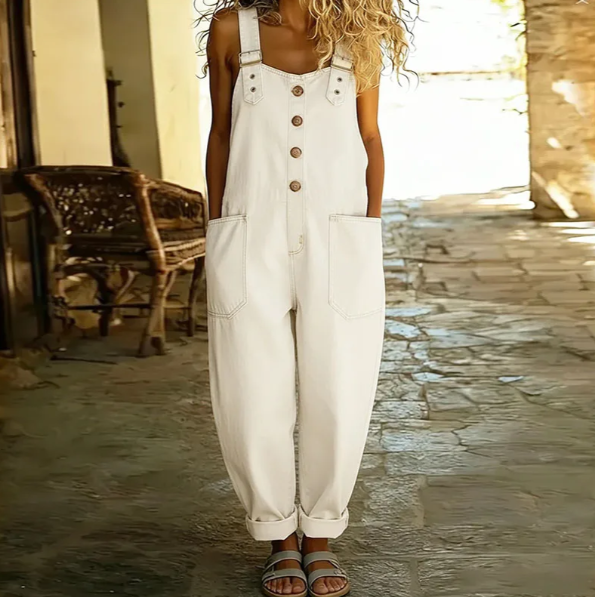 Sable Women's Button Front Denim Overalls Jumpsuit