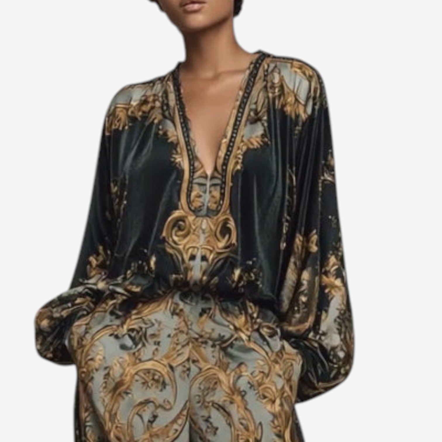 Maureen - Elegant Printed Set, Ornate Fluid Co-Ord