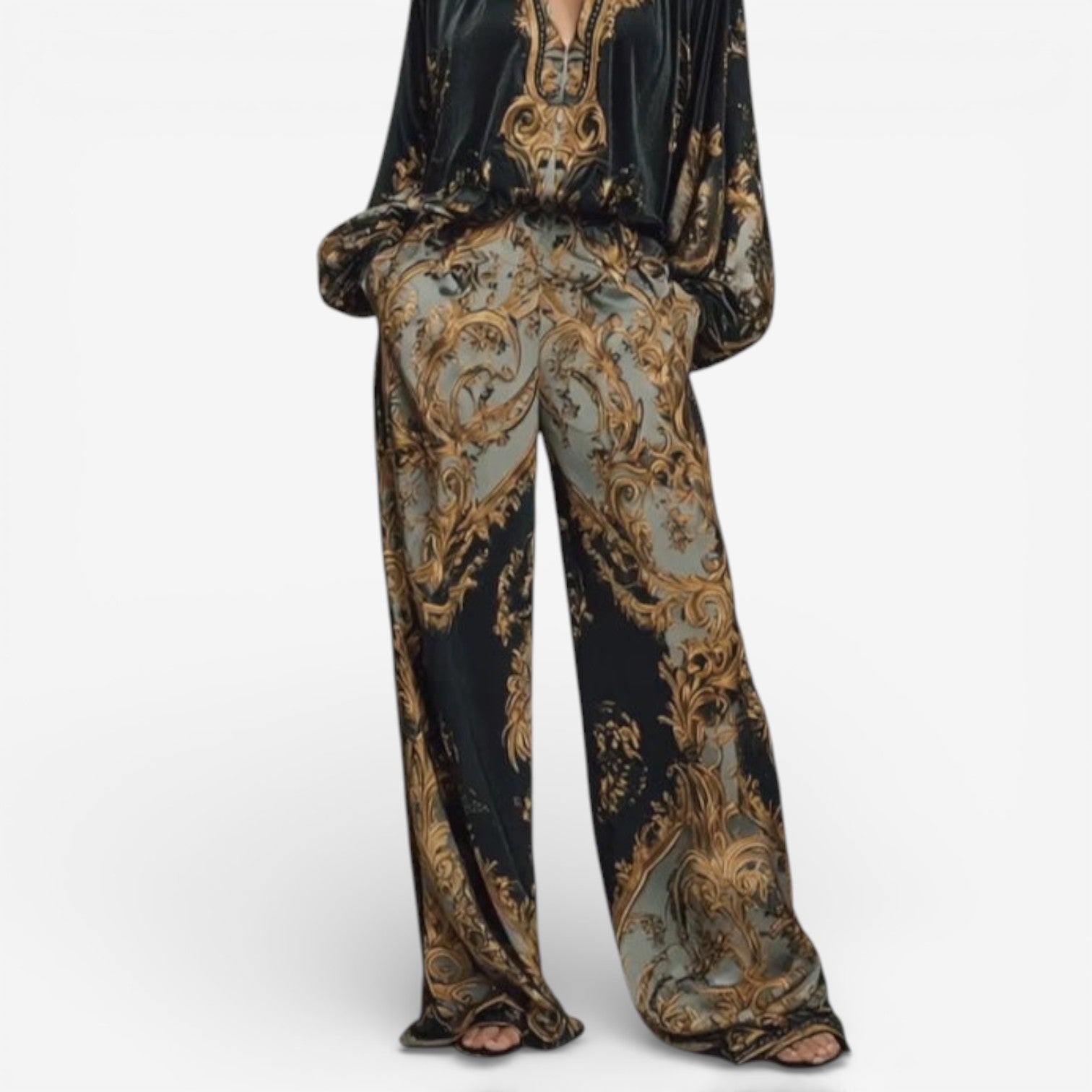 Maureen - Elegant Printed Set, Ornate Fluid Co-Ord