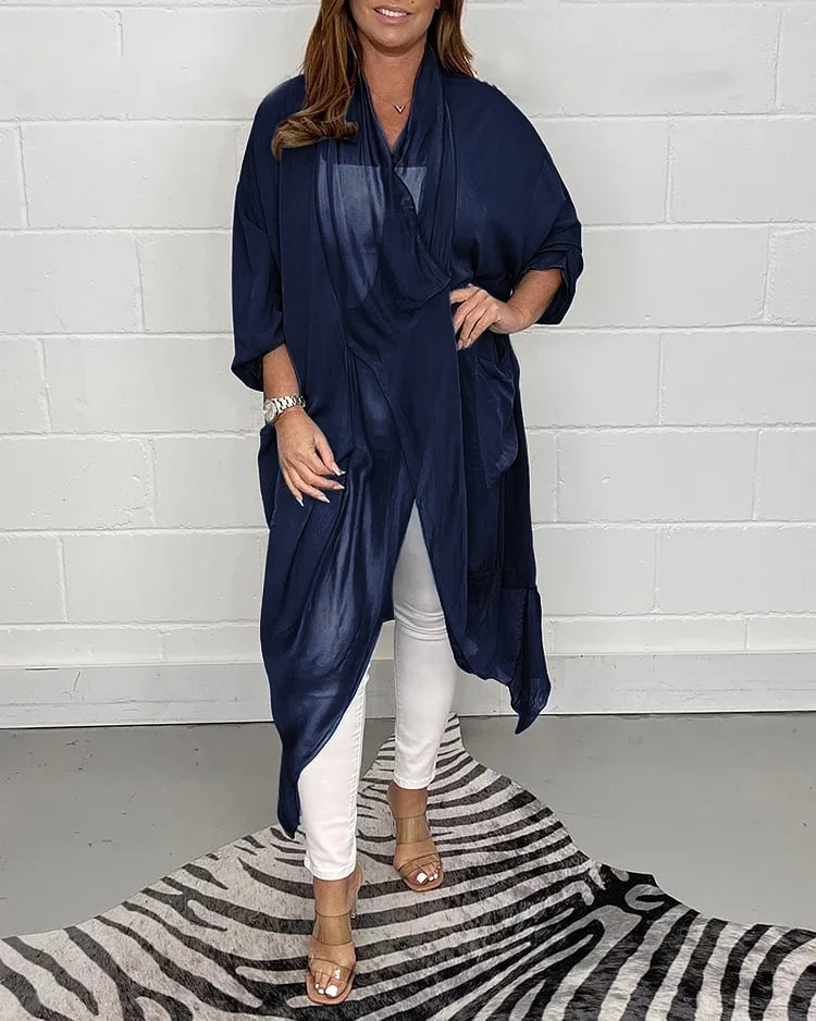 Women's Loose Fit V-Neck Tunic Top with Relaxed Drape