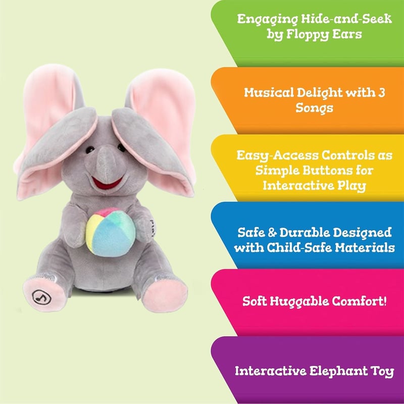 MelodyHugs – Musical Elephant Plush Toy with Peek-A-Boo & Songs