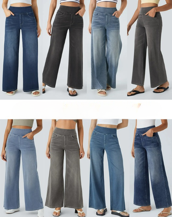 AuraStretch - Women's High-Waisted Wide Leg Jeans