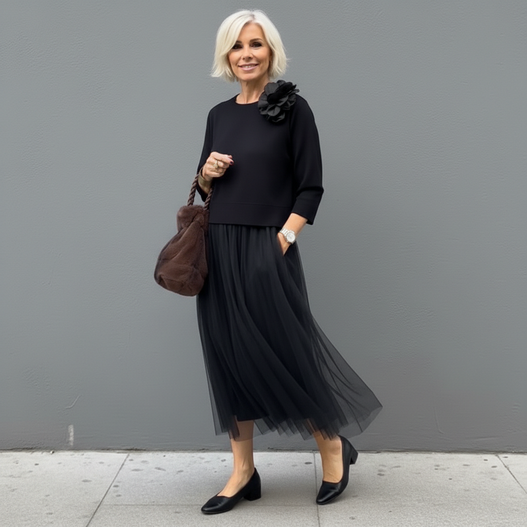 Emmie - Elegantní dvoudílný komplet, vrstvené pletené šaty pro nenucený styl