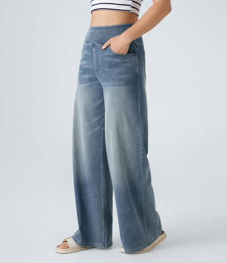 AuraStretch - Women's High-Waisted Wide Leg Jeans