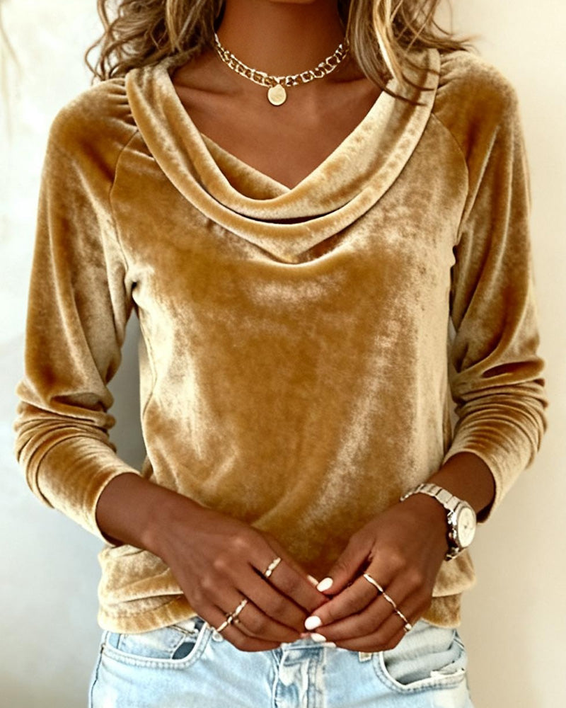 Onyx - Velourtop med draperet hals