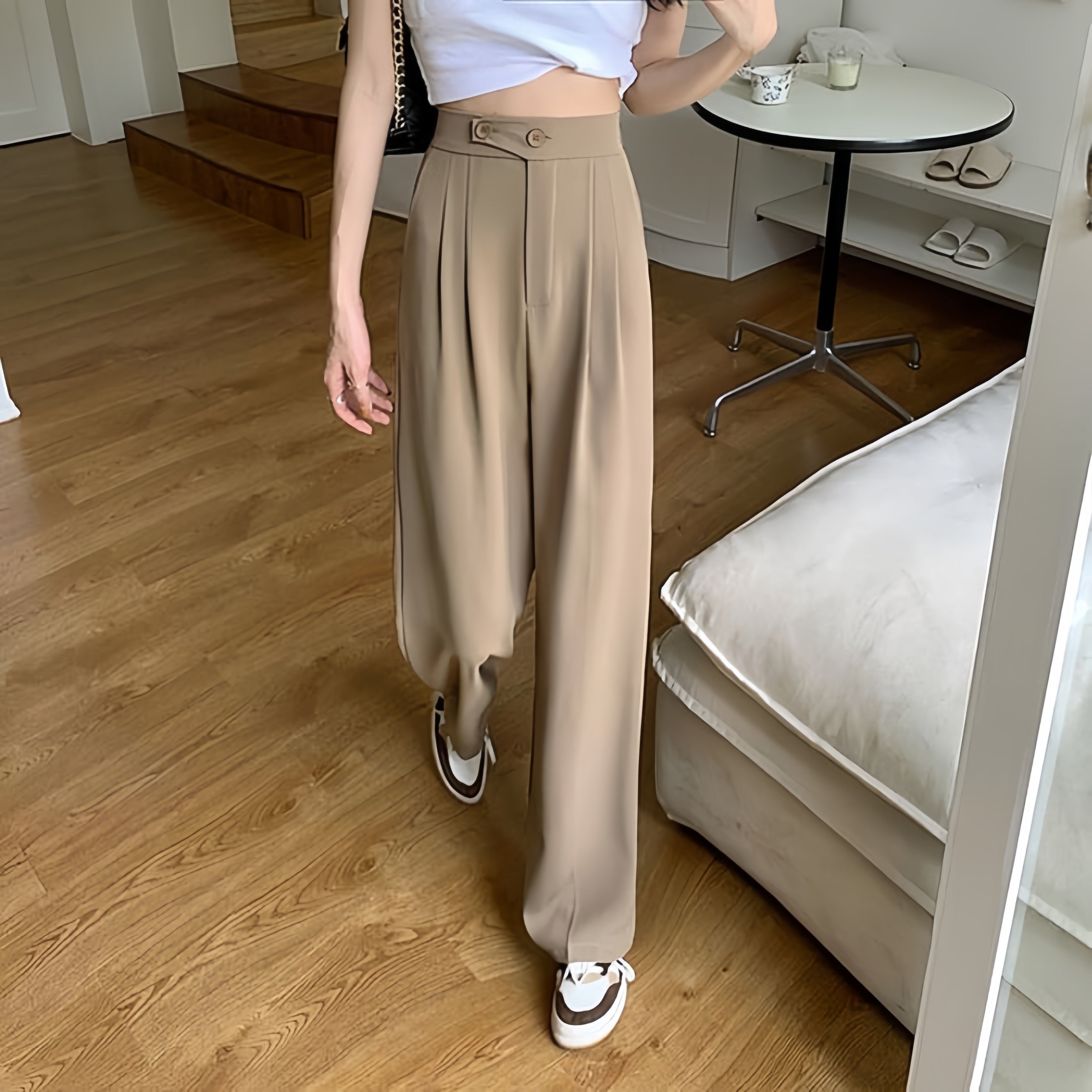 Women's High Waist Wide Leg Casual Trousers