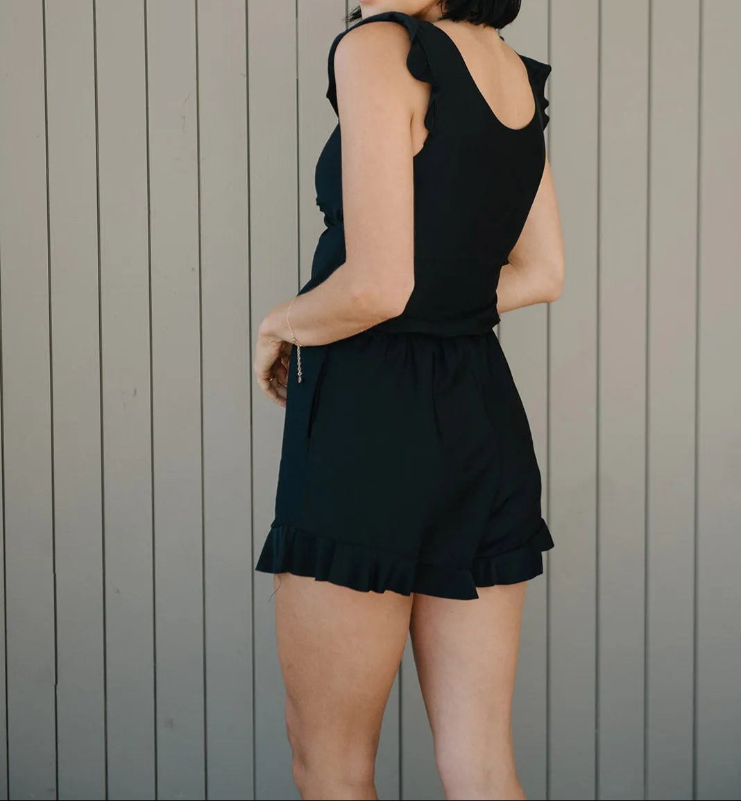 Women's Swim Romper with V-Neck and Built-In Support