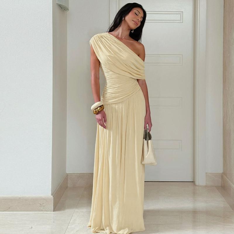 Mano - Elegant One Shoulder Evening Bodycon Maxi Dress