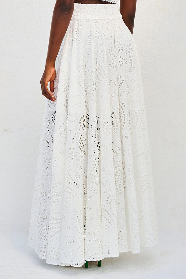 Larissa - Set s vyšívaným topem & maxi sukní s vysokým pasem, elegantní dvoudílný outfit