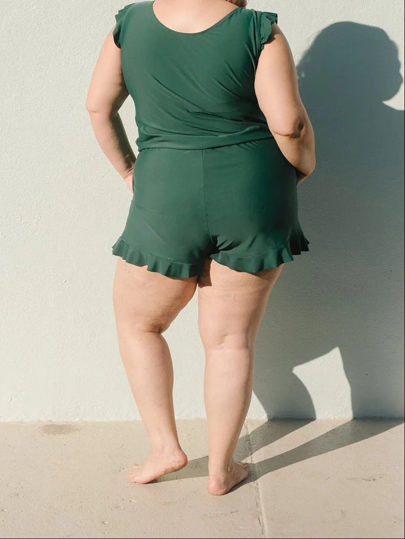 Women's Swim Romper with V-Neck and Built-In Support