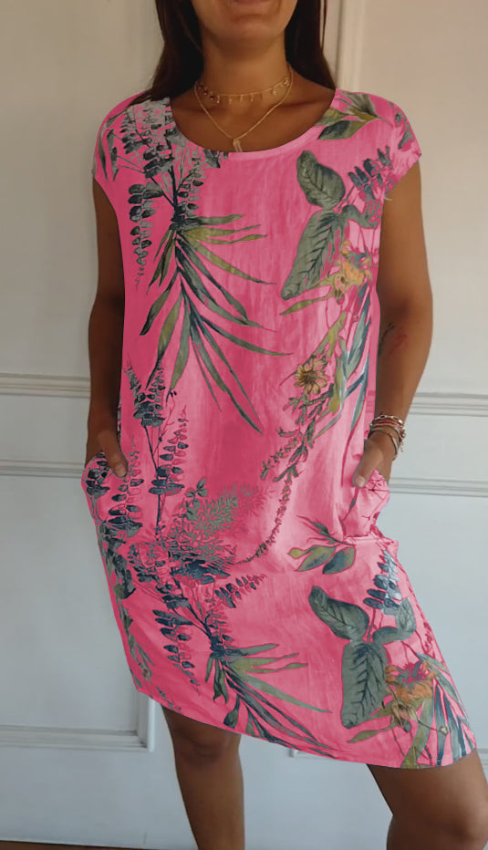 Women's Floral Print Round Neck Casual Summer Dress