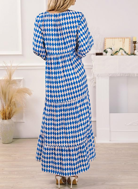 Women's Floral Boho Maxi Dress with Puff Sleeves