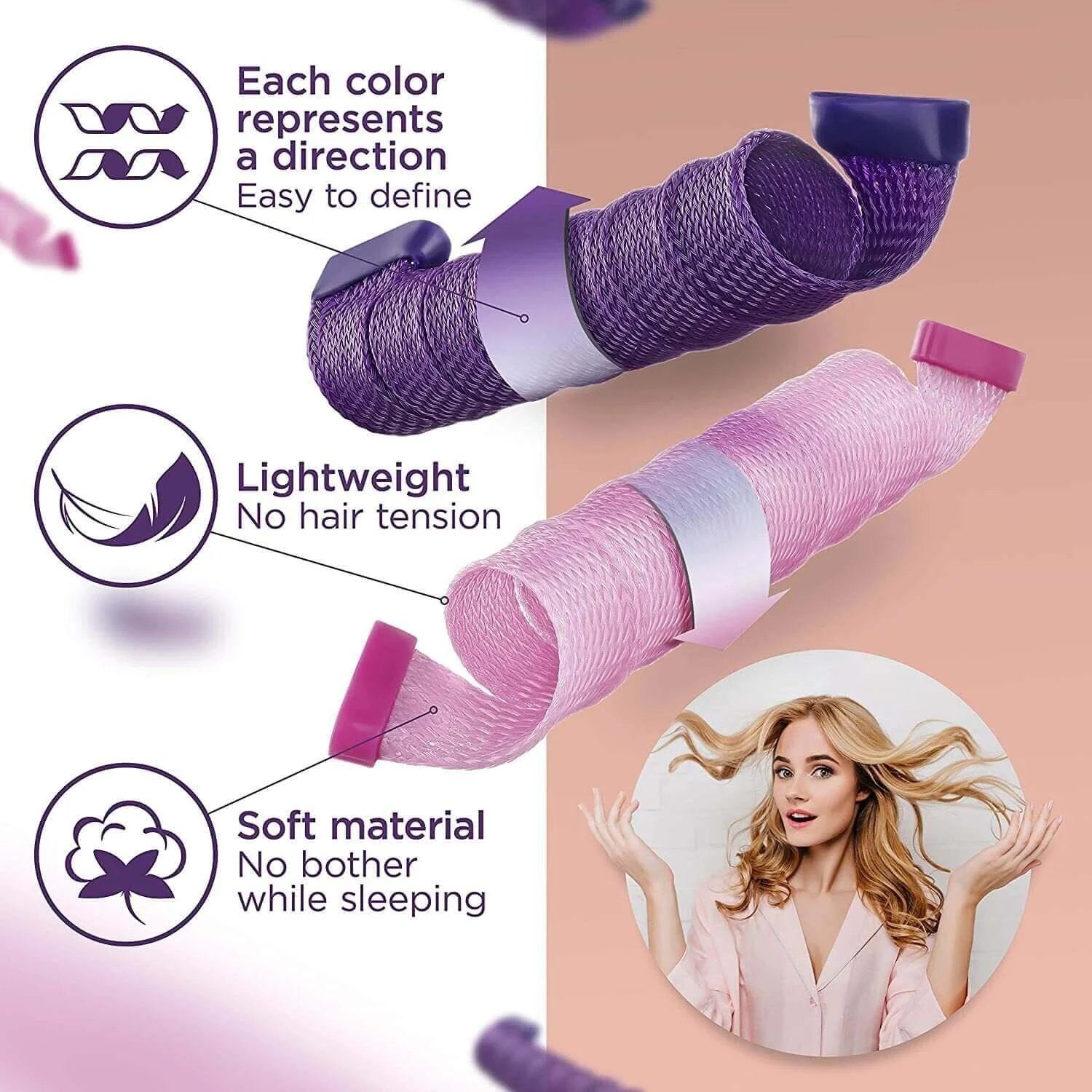 WaveWhisper - No-Heat Hair Curlers Set (30 pcs)