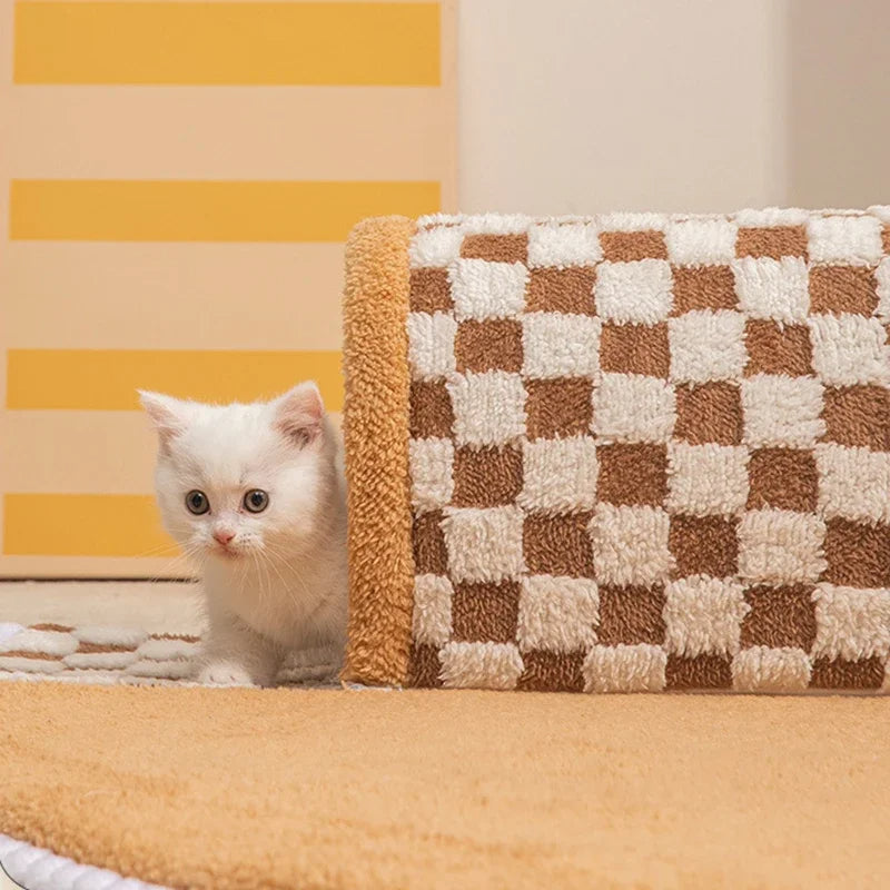 2-in-1 Plush Tunnel Bed for Cats & Small Dogs