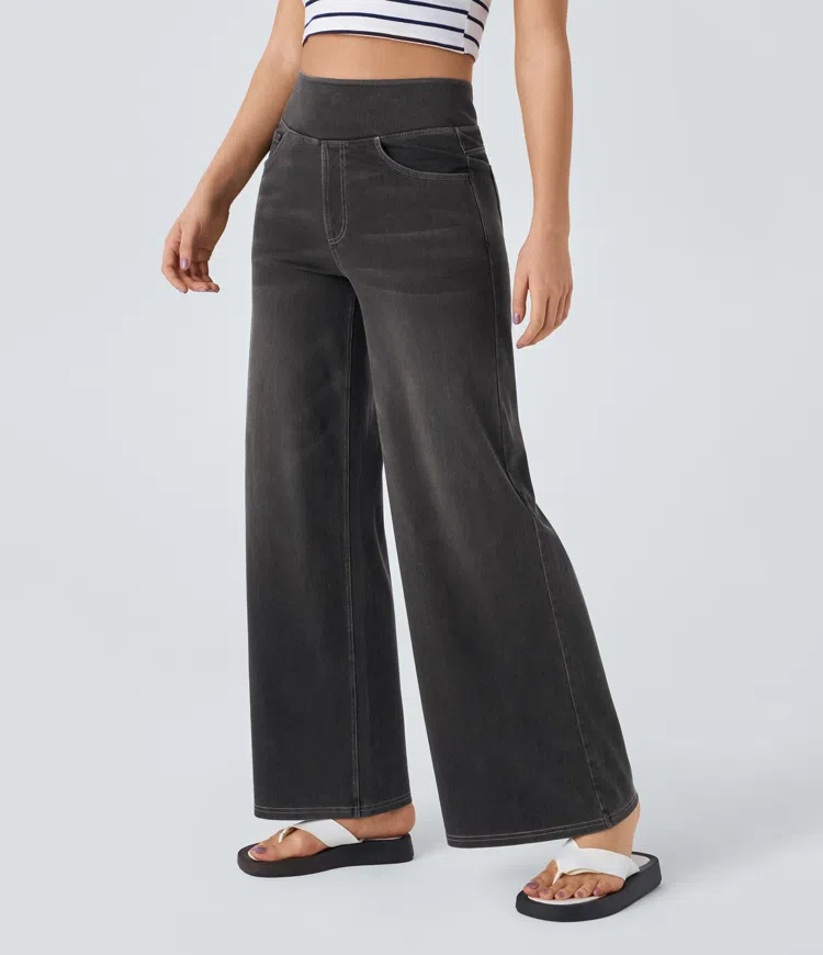 AuraStretch - Women's High-Waisted Wide Leg Jeans