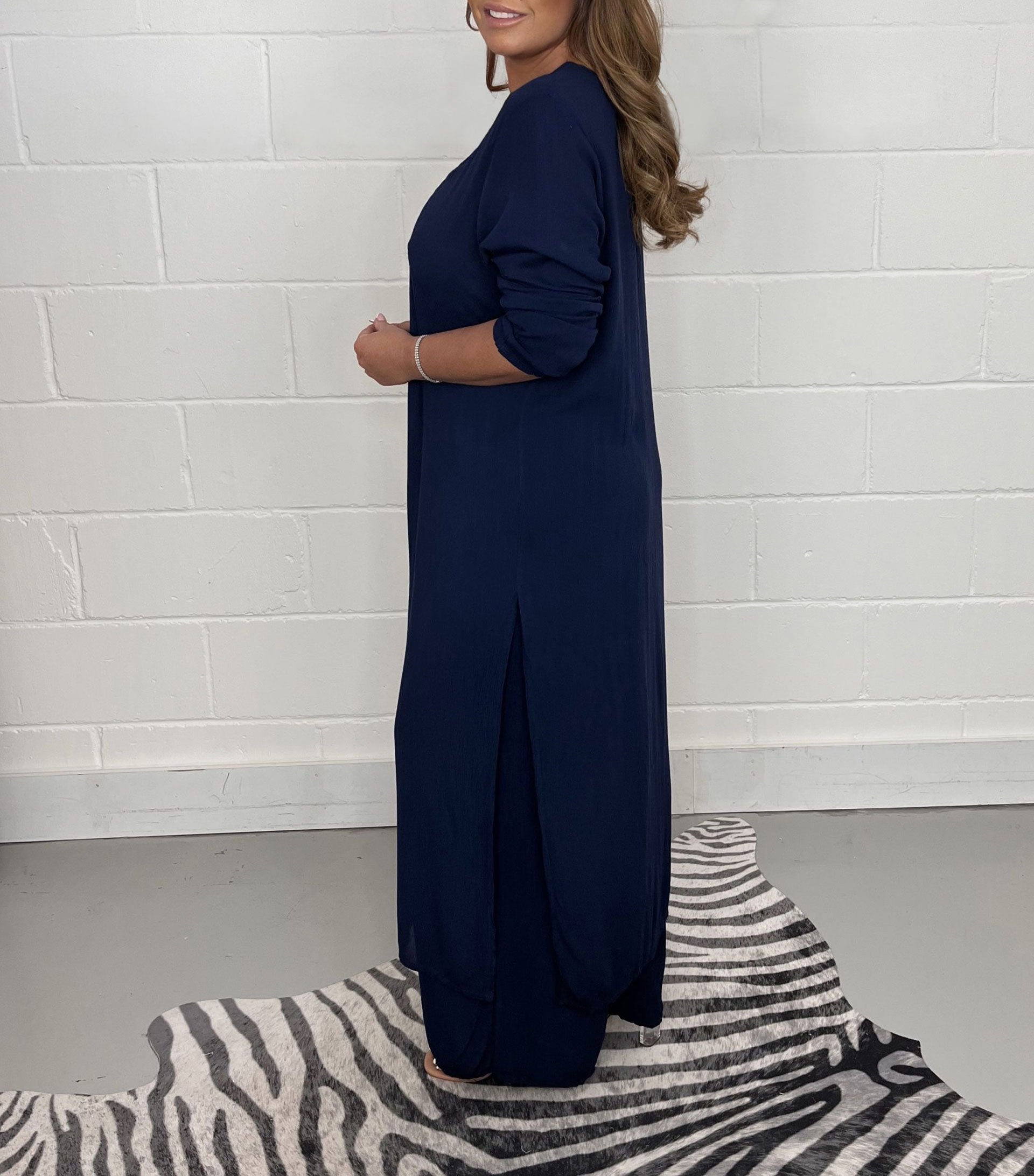 Women's Relaxed Fit Two-Piece Lounge Set with Wide Leg Pants