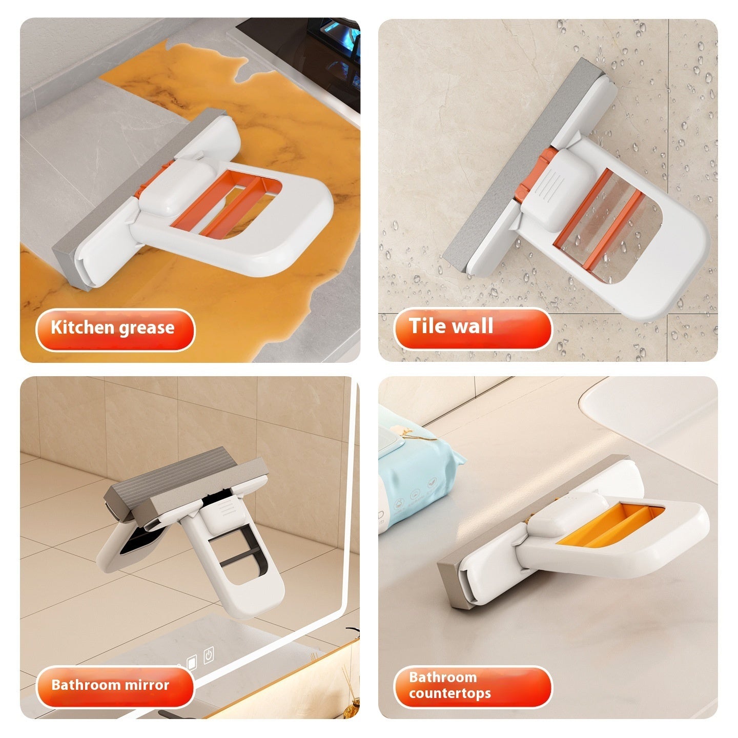 Mini Foldable Sponge Mop for Kitchen Bathroom and Countertop Cleaning