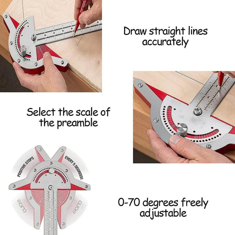 AccuRuler Adjustable Angle Measuring Ruler for Woodworking