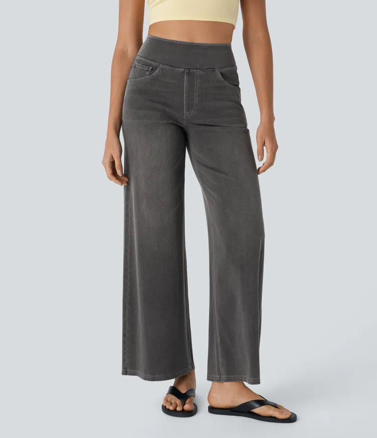 AuraStretch - Women's High-Waisted Wide Leg Jeans