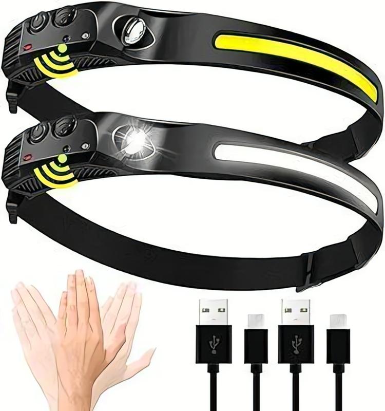 Rechargeable COB LED Headlamp with Wide Beam Lighting