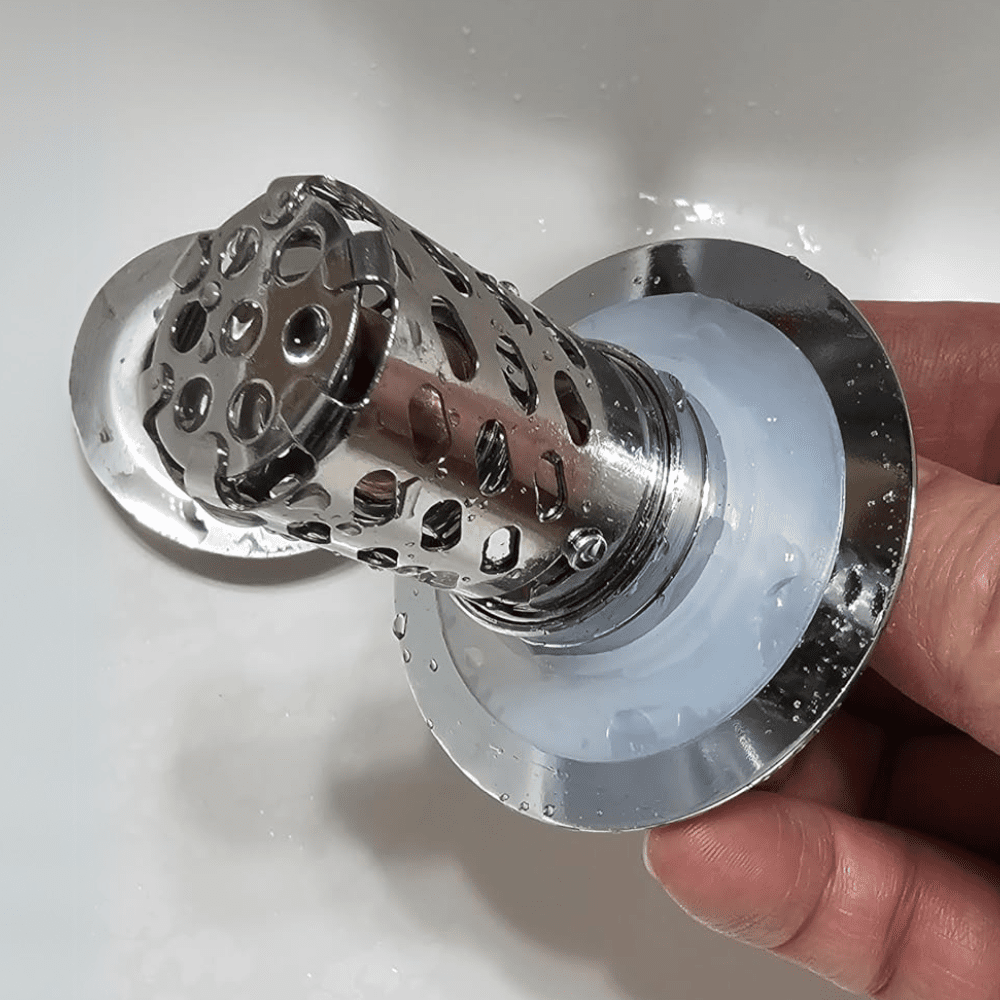 FlowMaster – odtoková zátka do koupelnového umyvadla s filtračním košíkem