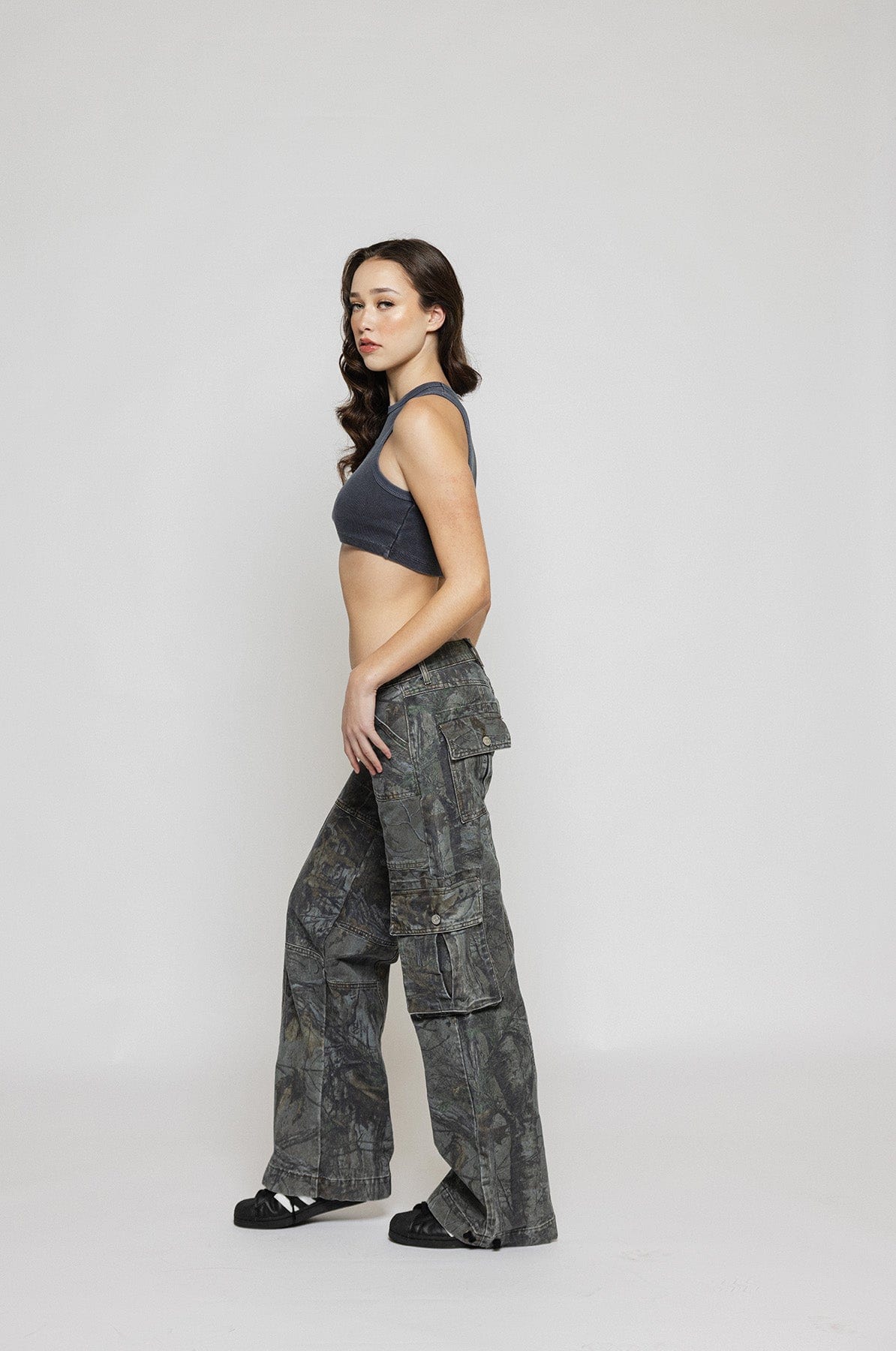 Unisex Camouflage Wide Leg Cargo Pants